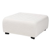 Baxton Studio Athena Modern and Contemporary Ivory Boucle Upholstered and Black Finished Wood Square Ottoman